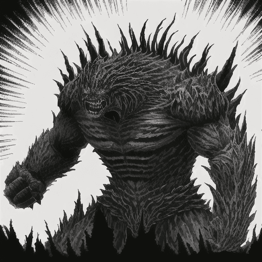 AI generated: giant monster, darkness, agressive pose :: epic emotional, rage, anger, power, tribal darkfantasy