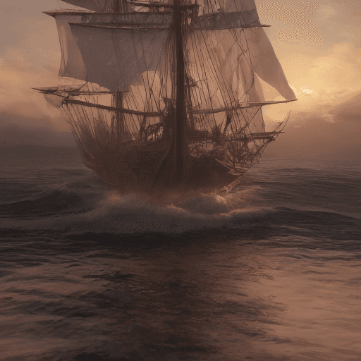 AI generated: Photo of a ultra realistic sailing ship, dramatic light, pale sunrise, cinematic lighting, battered,...