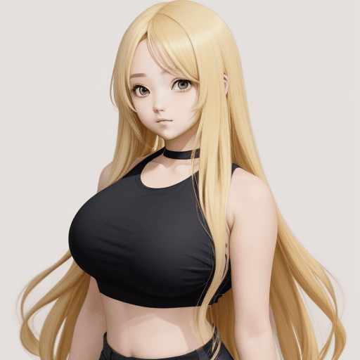AI generated: modern fat anime girl long blonde hair crop top 