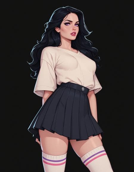 Thigh High Socks With Stripe Top [Pony/IL]