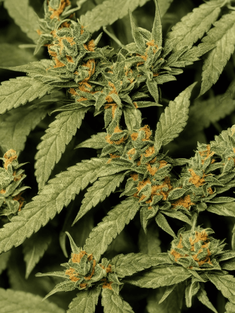 AI generated: A 8mm photography of a highly detailed cannabis plant, close take, sativa, day time, macro, focus, p...