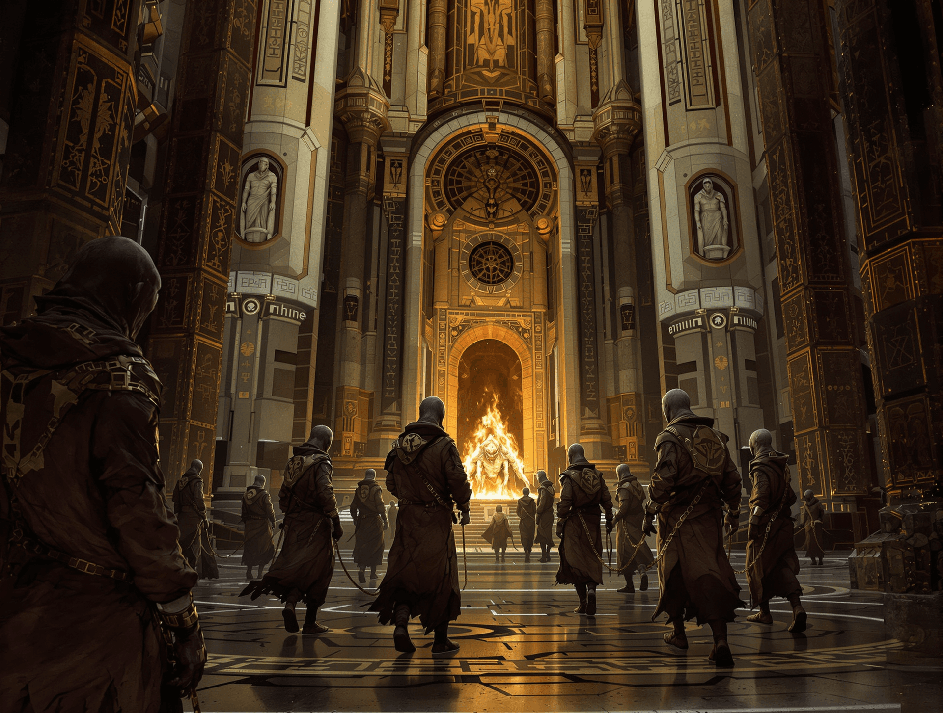 AI generated: /Artprompt Sci-fi, create a dystopian futuristic scene depicting (a group of strange mystical beings...