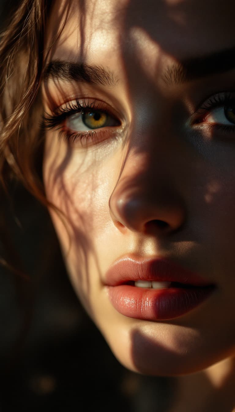AI generated: high-resolution photograph, woman, stunning use of shadows, in the syle of crisp lines and forms,  U...