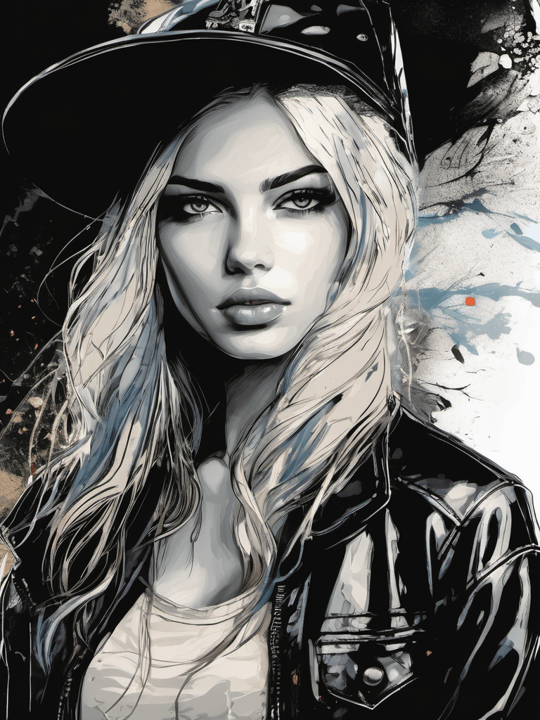 AI generated: portrait of a beautiful american girl, looking at the viewer, bad chick, narcissism, selfish, elegan...