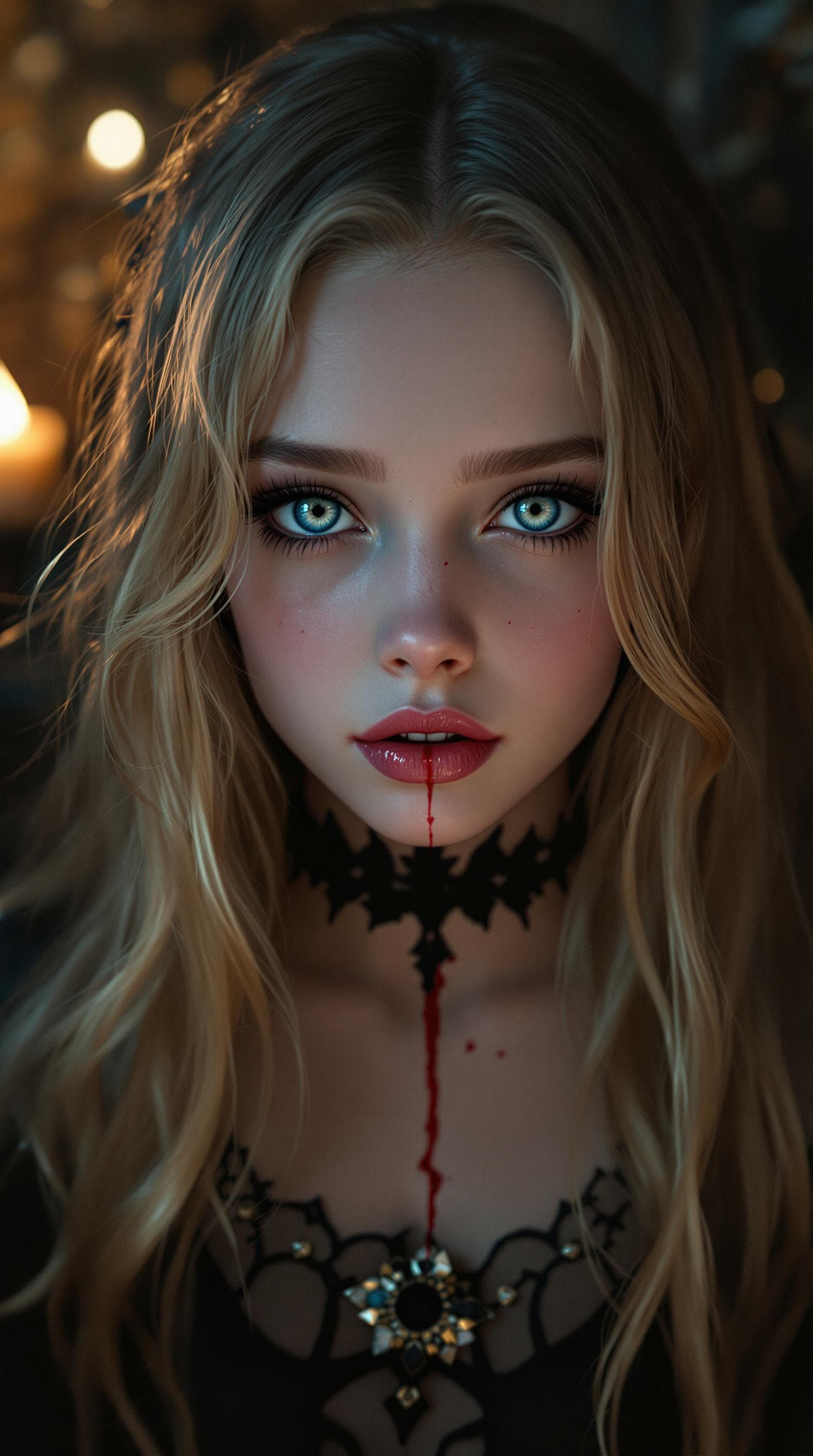 AI generated: a professional photo of a most beautiful 4th grade girl in the world, vampire, in a highly detailed,...