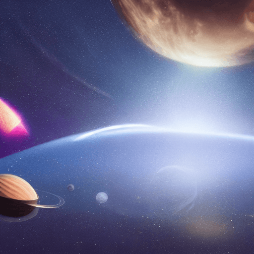 AI generated: here is a universe in background. In focus is a spaceship floating in outer space, highly detailed, ...