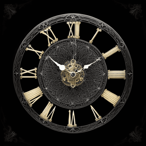 AI generated: create me a stunningly beautiful and intricate pendulum clock black background