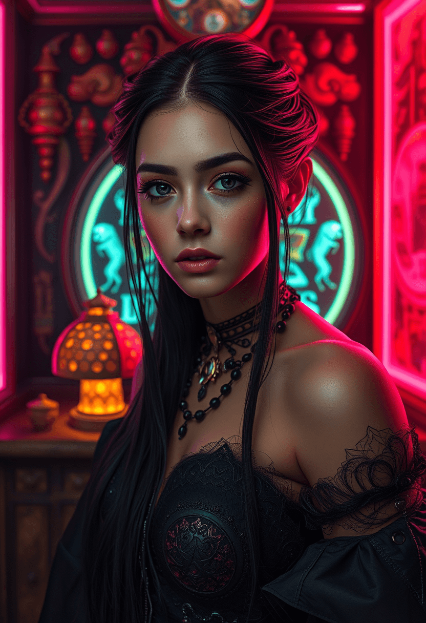 AI generated: full body shot. a ultra real full body shot photo of 21 years old woman, black eyes. long black hair...