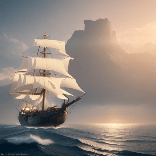 AI generated: Photo of a ultra realistic sailing ship, dramatic light, pale sunrise, cinematic lighting, battered,...