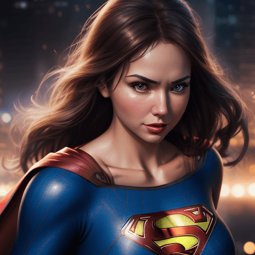 AI generated: a close up of a woman in a superman costume posing for a picture, superhero portrait, supergirl, 8k ...