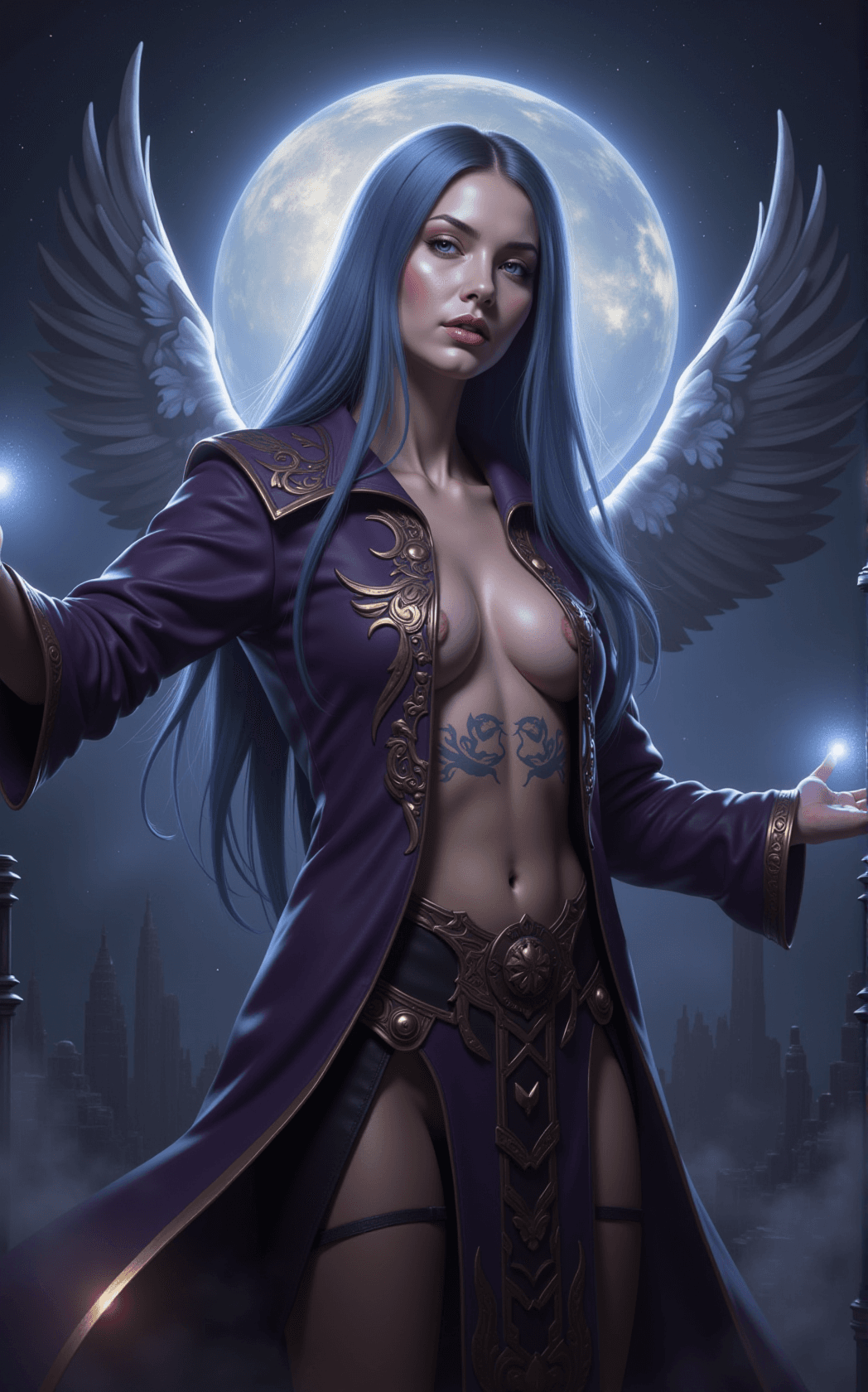 AI generated: In the realm of ethereal beauty and mystical allure, a character portrait of an esoteric angel weari...