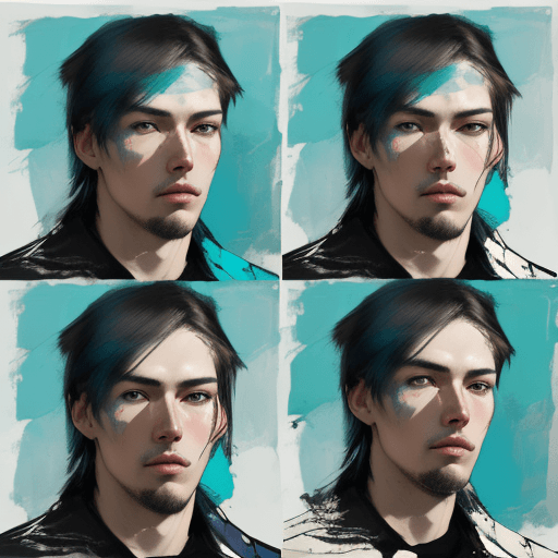 AI generated: print collage of a man's face, in the style of josef kote, grunge beauty, dain yoon, cyan and blue, ...