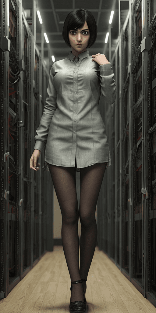 AI generated: masterpiece , best quality,nahida(genshin impact)(Full body:1) of a young girl, smart casual, hacker...