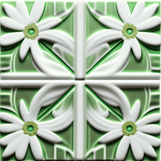 AI generated: 	3D white green pink daisies—tile—ar3:2