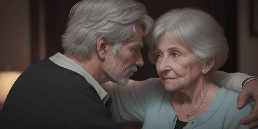 AI generated: A man who lost an old woman he loved and looked towards her, 8k , hd , reality
