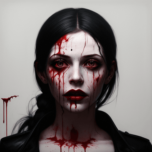 AI generated: a painting of a woman with blood dripping all over her face, a photorealistic painting by Gottfried ...