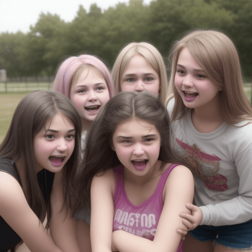 AI generated: a bunch of girls are making fun of an other girl