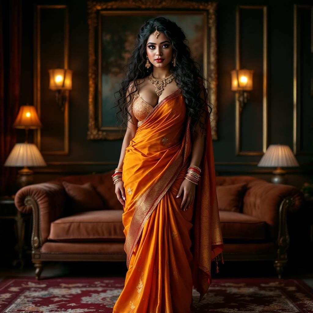 AI generated: full body view  of most beautiful girl as most beautiful indian realstic girl with plus size FLAT st...