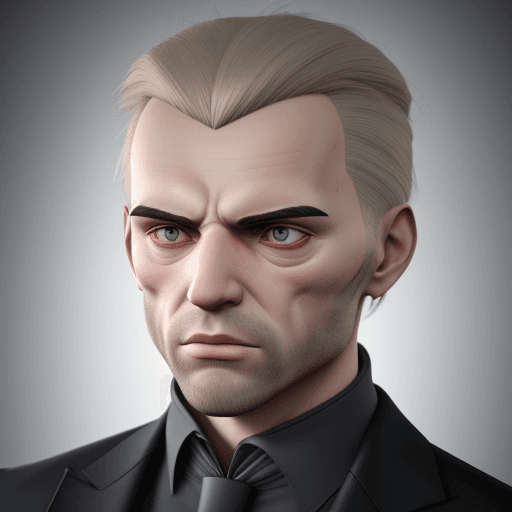 AI generated: Professionelles porträt einer außerirdischen rasse, tätowierter mann, großer kopf, form des kopfes m...