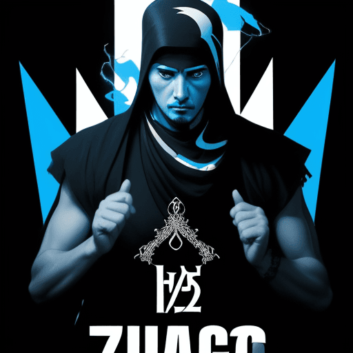 AI generated: movie poster, male character from turkey in black, white and blue, in the style of yoh nagao, light-...