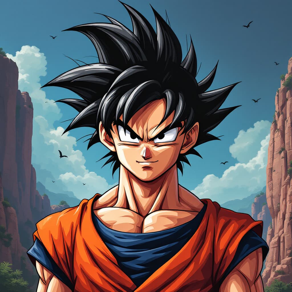 AI generated: dragon ball, portrait of dr goku, in the style of street art aesthetic, cute cartoonish designs, pho...