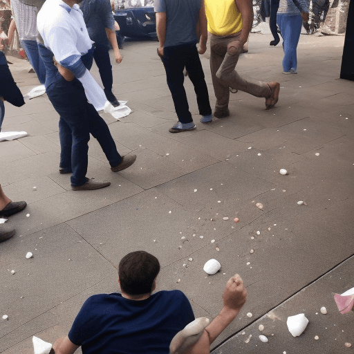 AI generated: a stone was thrown at a man, and he responded with food