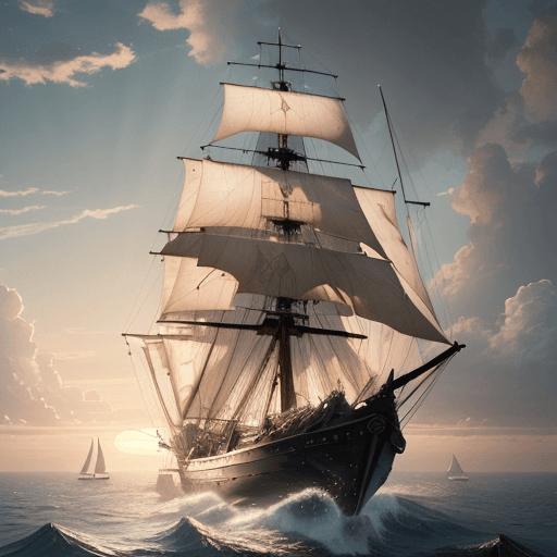 AI generated: Photo of a ultra realistic sailing ship, dramatic light, pale sunrise, cinematic lighting, battered,...