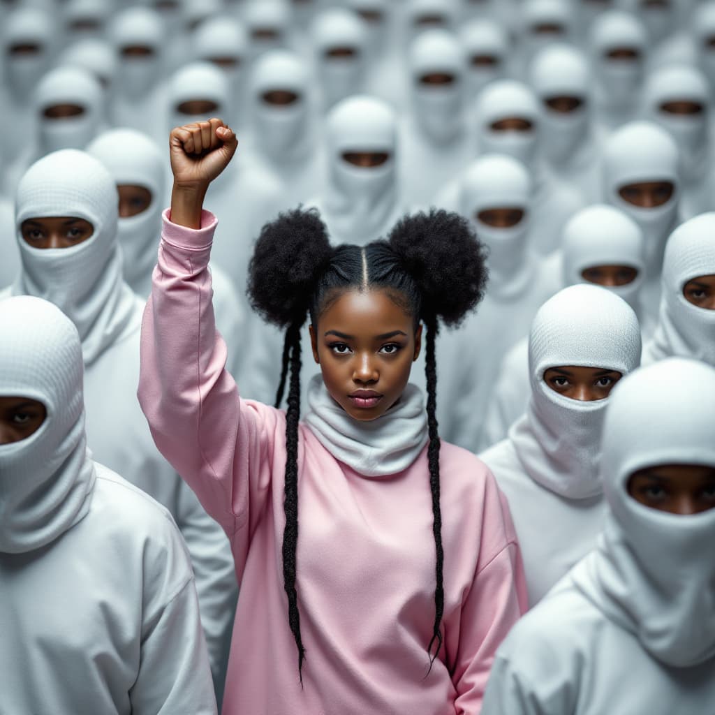 AI generated: Generate a God's eyes perspective image. This image features a group of individuals dressed in ident...