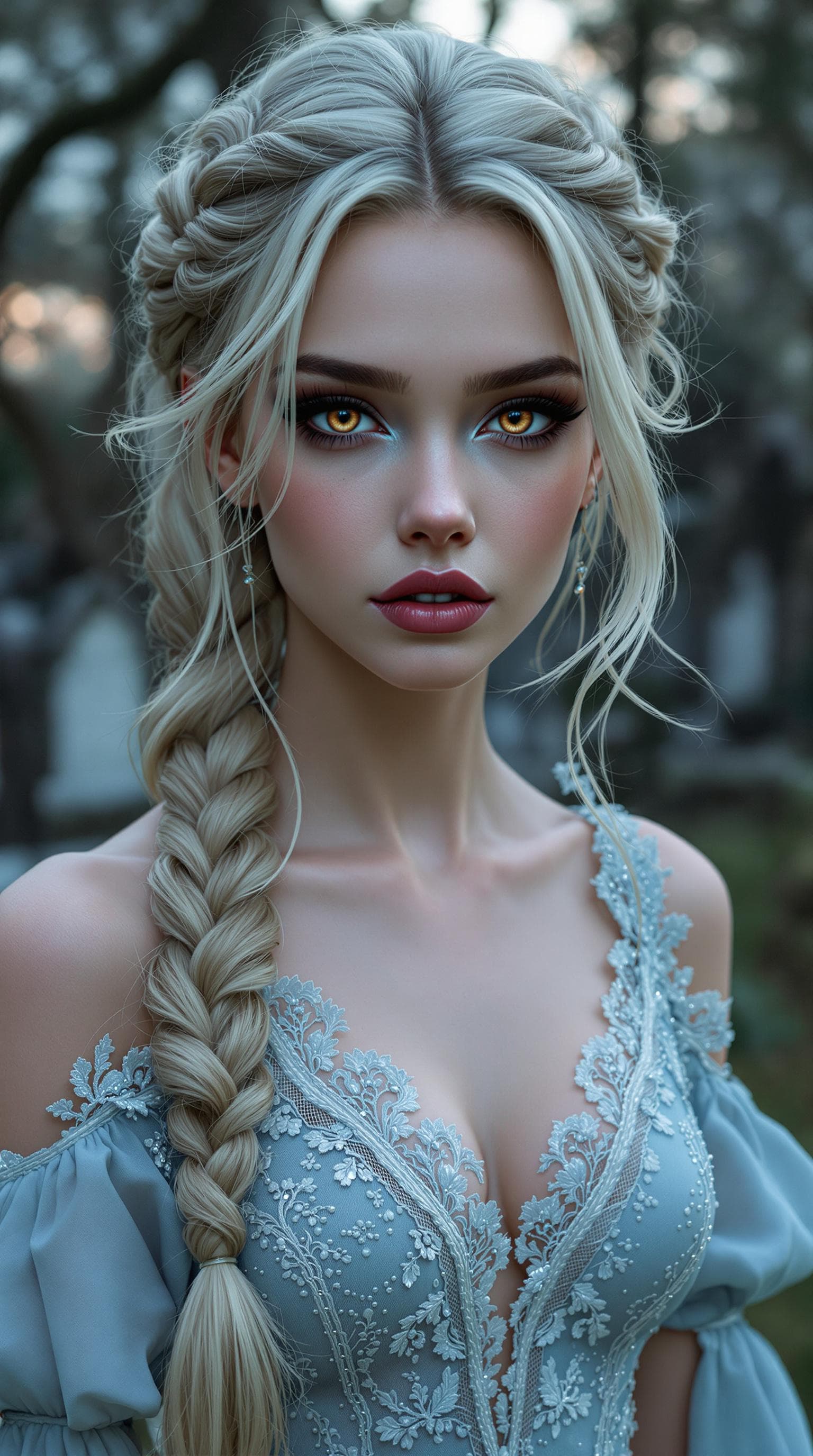 AI generated: a professional photo of a exceptionally of the most beautiful vampire girl in the world, (age 18), C...
