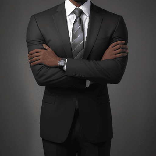 AI generated: handsome black business man standing with crossed hands