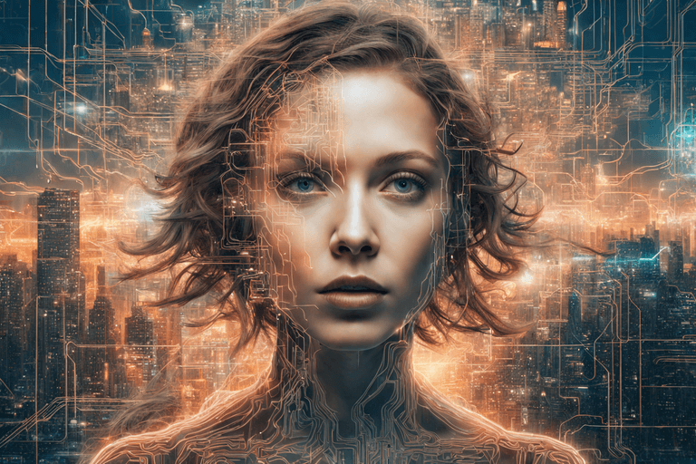 AI generated: Daily Theme - Neural Surrealism,

transparent portrait of a gender neutral human adult superimpose...