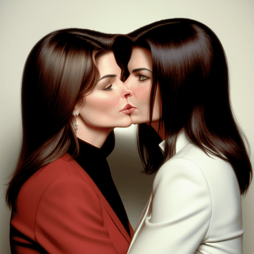 AI generated: sela ward jeanne tripplehorn kissing each other 
