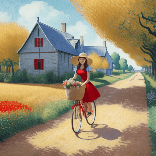 AI generated: realistic, striking, vibrant colors; Vincent van Gogh's vibrant colors; beautiful European girl in r...