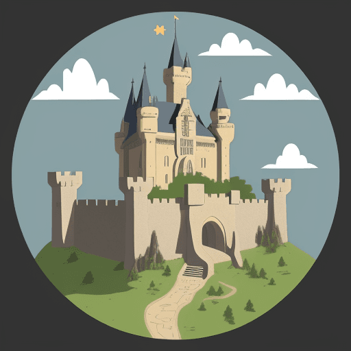 AI generated: Castle Icon from an old map in the style of Lord of the rings Transparent background