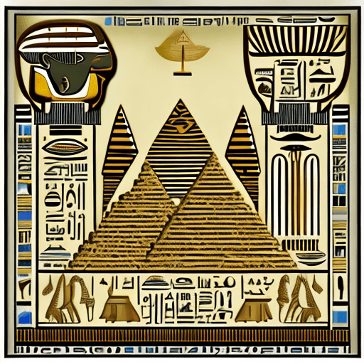 AI generated: VECTOR IMAGE WITH ELEMENTS OF EGYPT, PARCHMENTS, HIEROGLYPHICS, PYRAMIDS