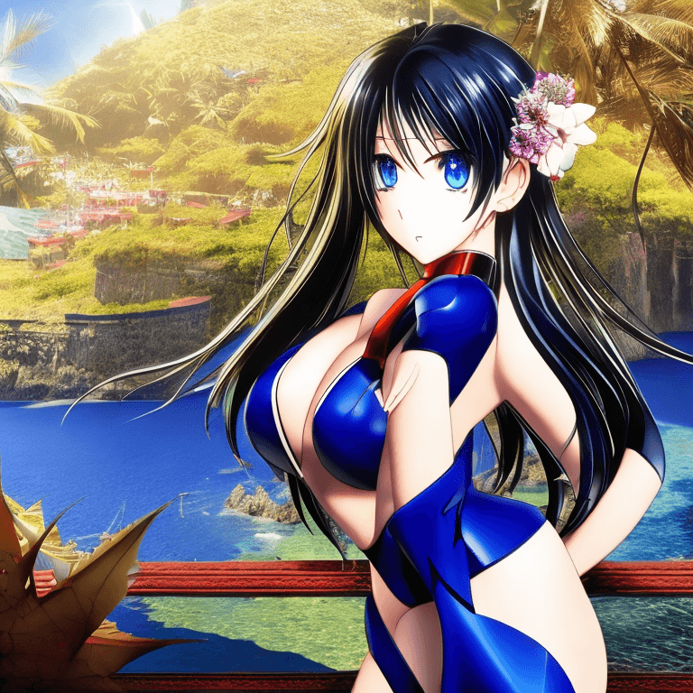 AI generated: 
1girl, anime, beautiful, looking at viewer, dark blue bikini, full shot, best quality, (full_body:1...