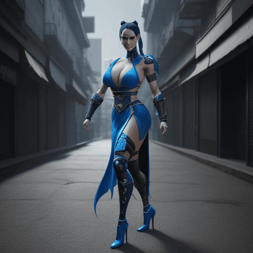 AI generated: create image of woman, face agressive,  full body, style woman europe, style Mortal Kombat Kitana, c...