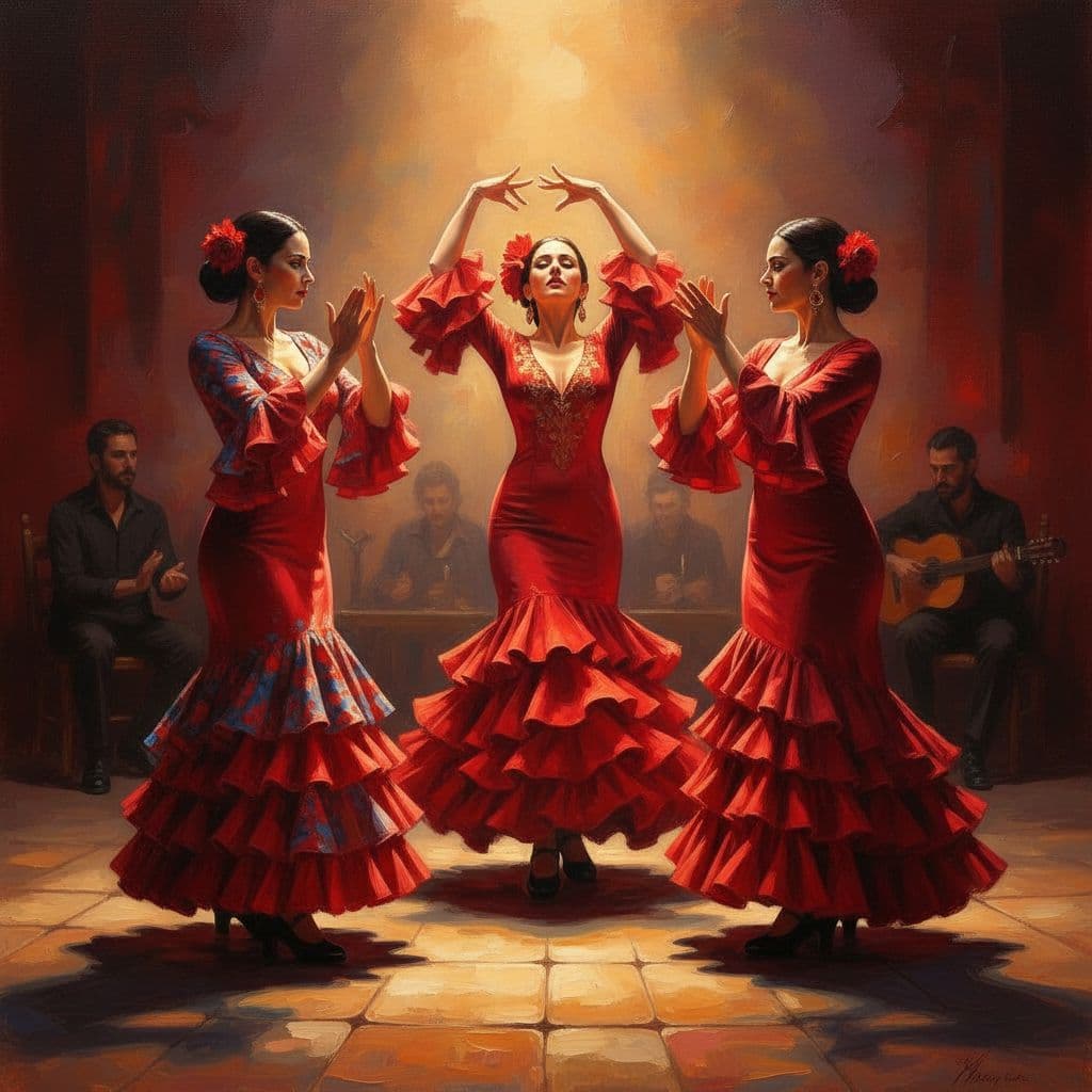 AI generated: Danseuses Flamenco à Barcelone  