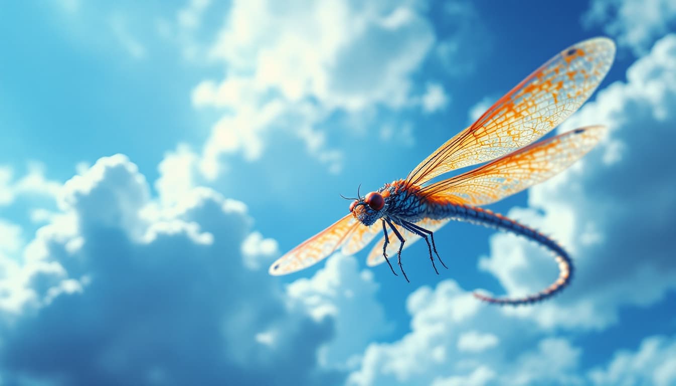 AI generated: Dragonfly in the blue sky