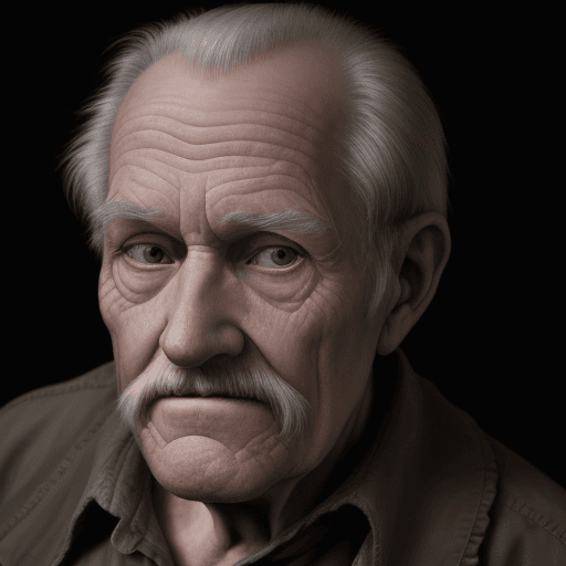 AI generated: Hyper realistic portrait of an old man he narrates a creepy story to the show
