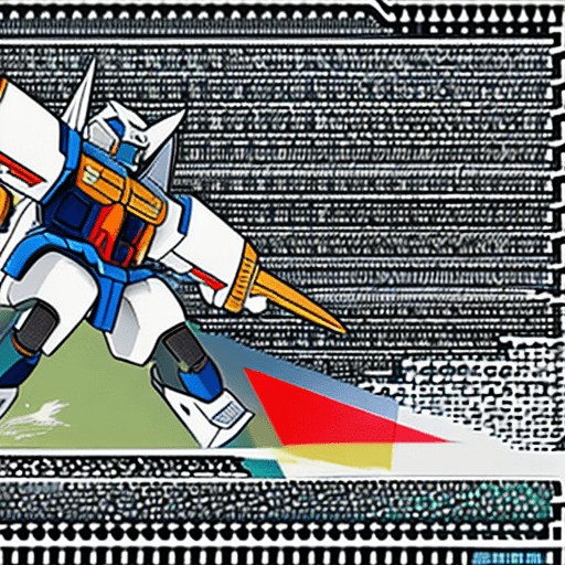 AI generated: gundam mecha illustration japanese poster style japanese fonts