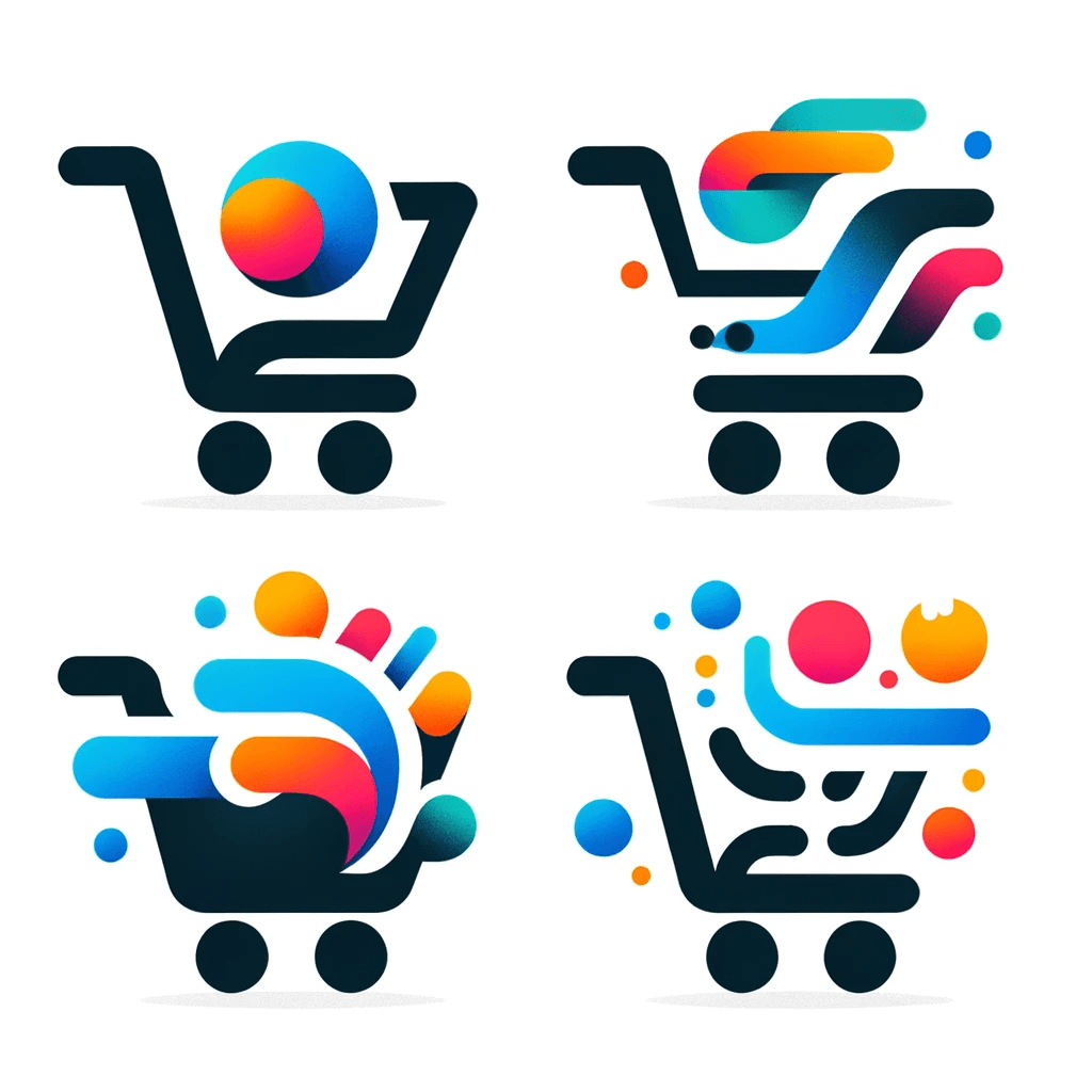 AI generated: Interpret an abstract shopping cart logo design, themed by yoga and wellness, in two new ways, as if...