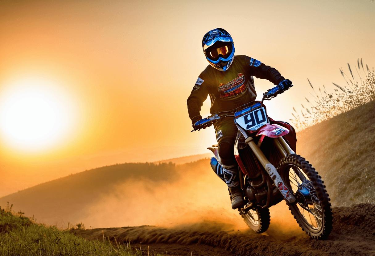 AI generated: stained glass art by Louis Comfort Tiffany, Original Unforgettable Czech motocross biker riding down...