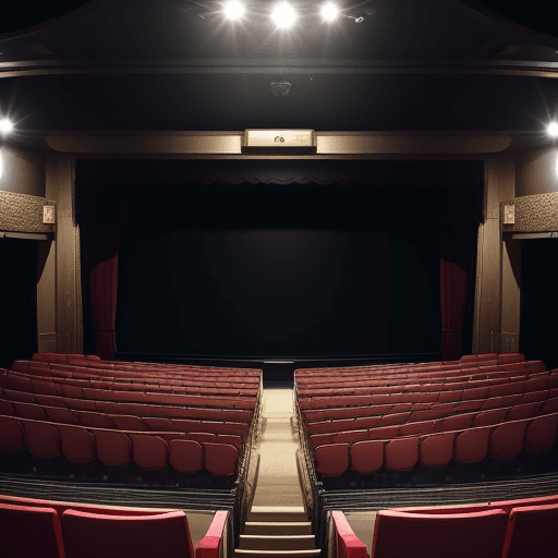 AI generated: Photo of artist view inside a theatre sawing the public before starting the show Cinematic, realisti...