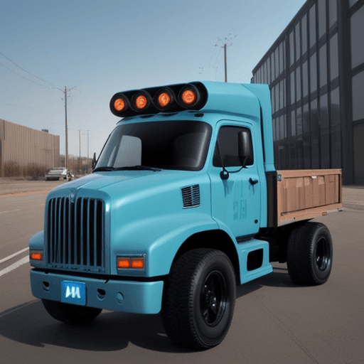 AI generated: nvinkpunk, robot uprising, truck
