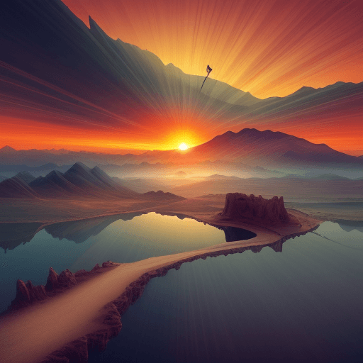 AI generated: beautiful image of landscape at sunrise in the style of dali