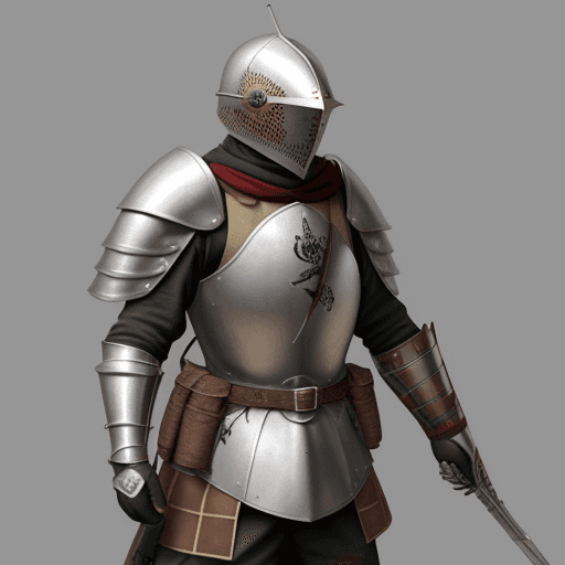 AI generated: SOLDADO DE GUERRA CON ARMADURA EN TODOS ROJIZOS MEDIEVAL EN 4D