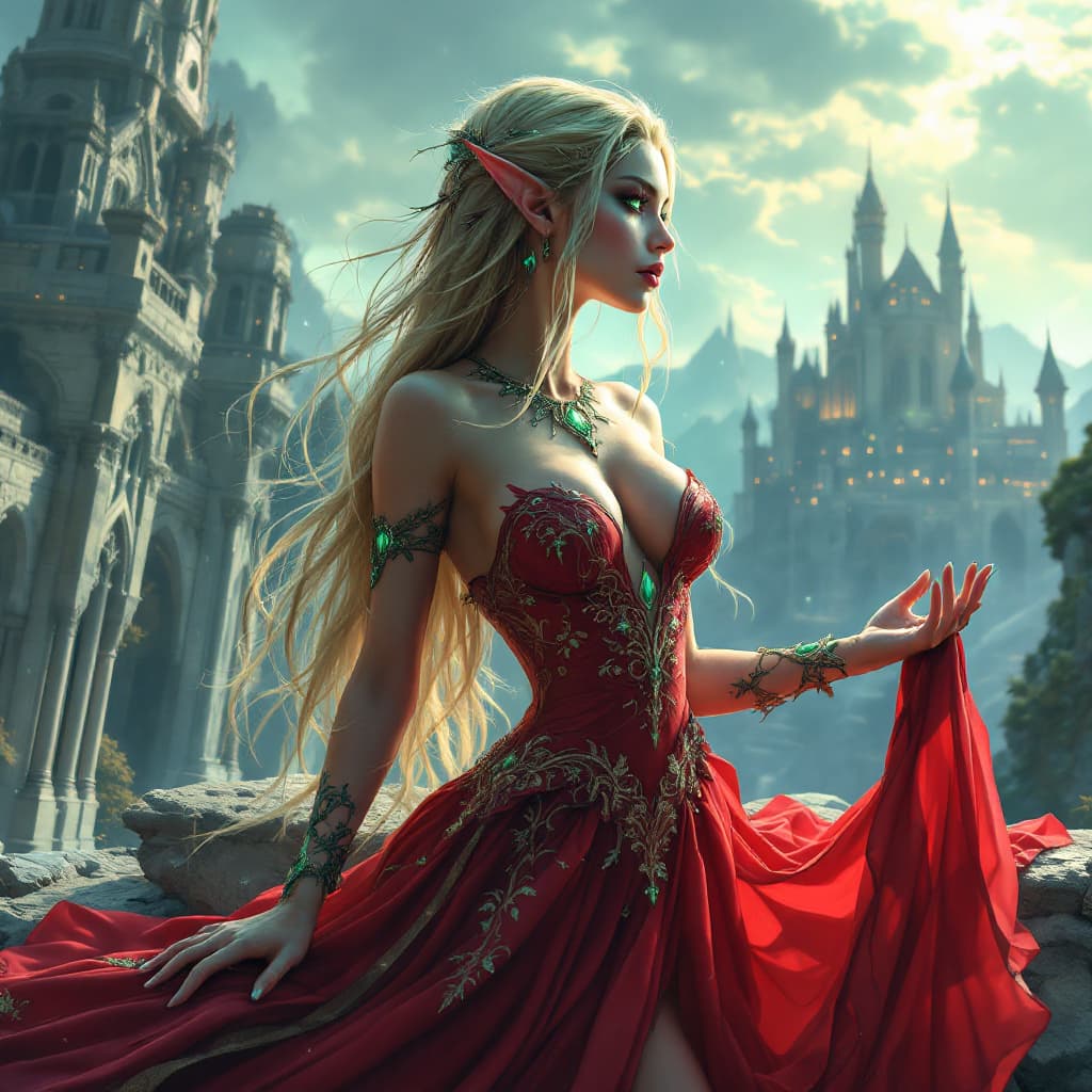 AI generated: ((Full body)), small, highly detailed ((Blood Elf from World of Warcraft)), seductive and alluring p...