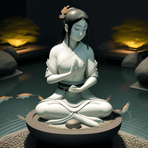 AI generated: Ancient Japan, Tokugawa Dynasty 400-year graceful and serene girl, serene eyes, emanating tranquilit...