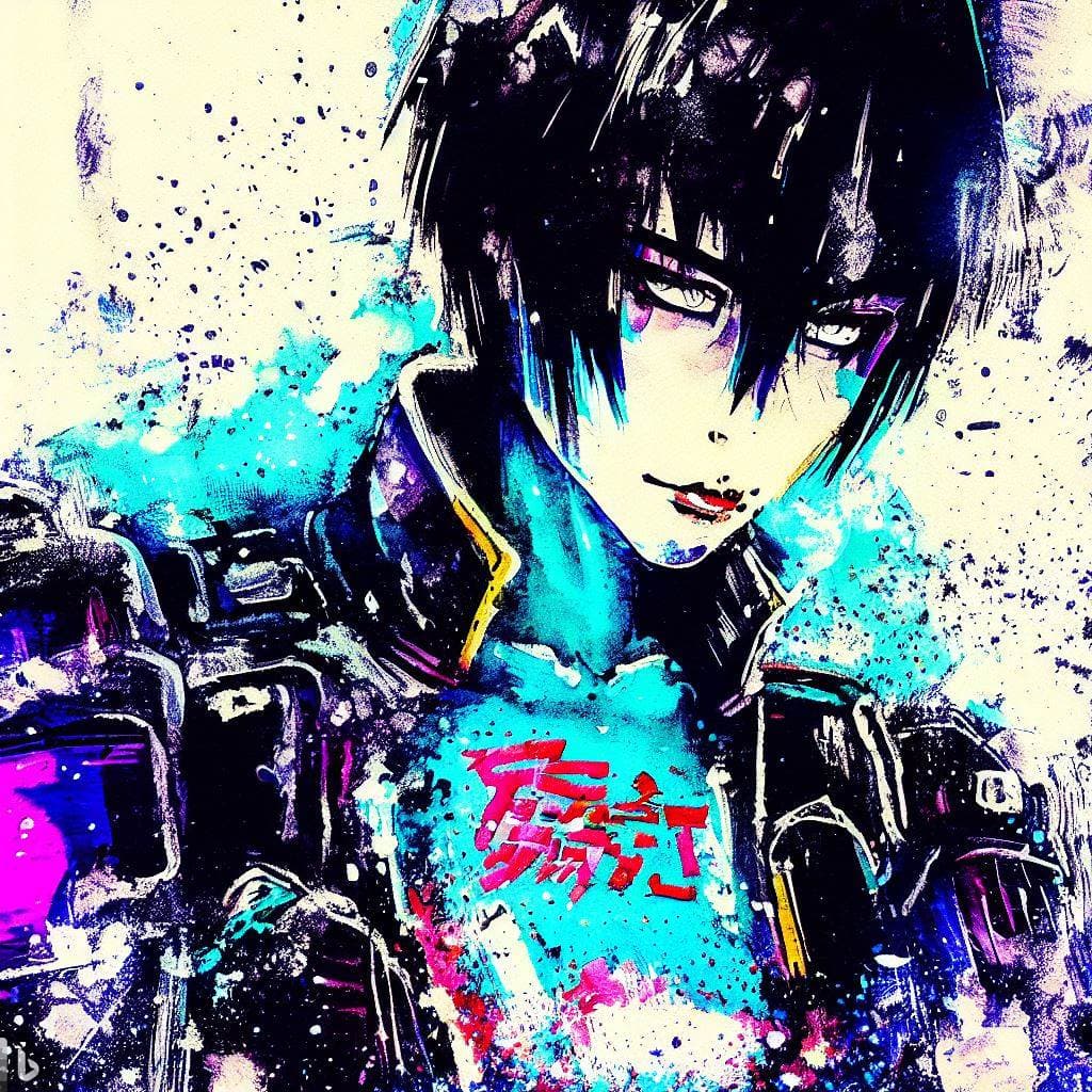 AI generated: anime artwork, A photo of a punk-inspired, edgy-looking young woman with a slender frame, anime styl...